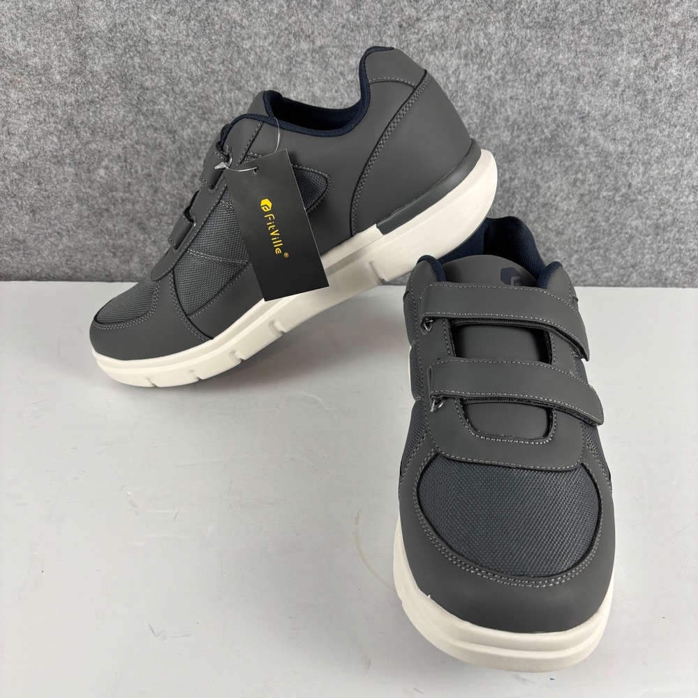 FitVille EasyTop Duo Strap V3 Mens 15EW Gray Wide Toe Walking Shoes NWT